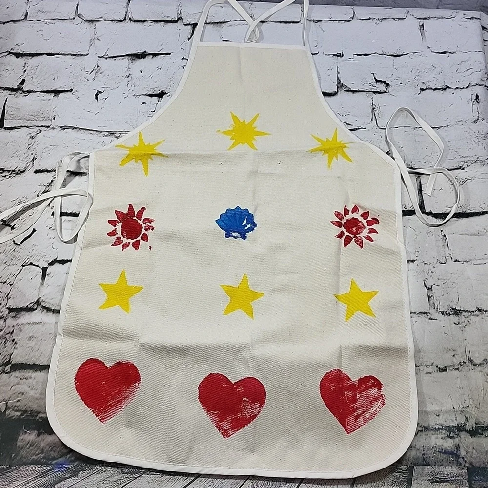 Kids Art Smock Paint Apron Stars Hearts Crafts Canvas Daycare School
